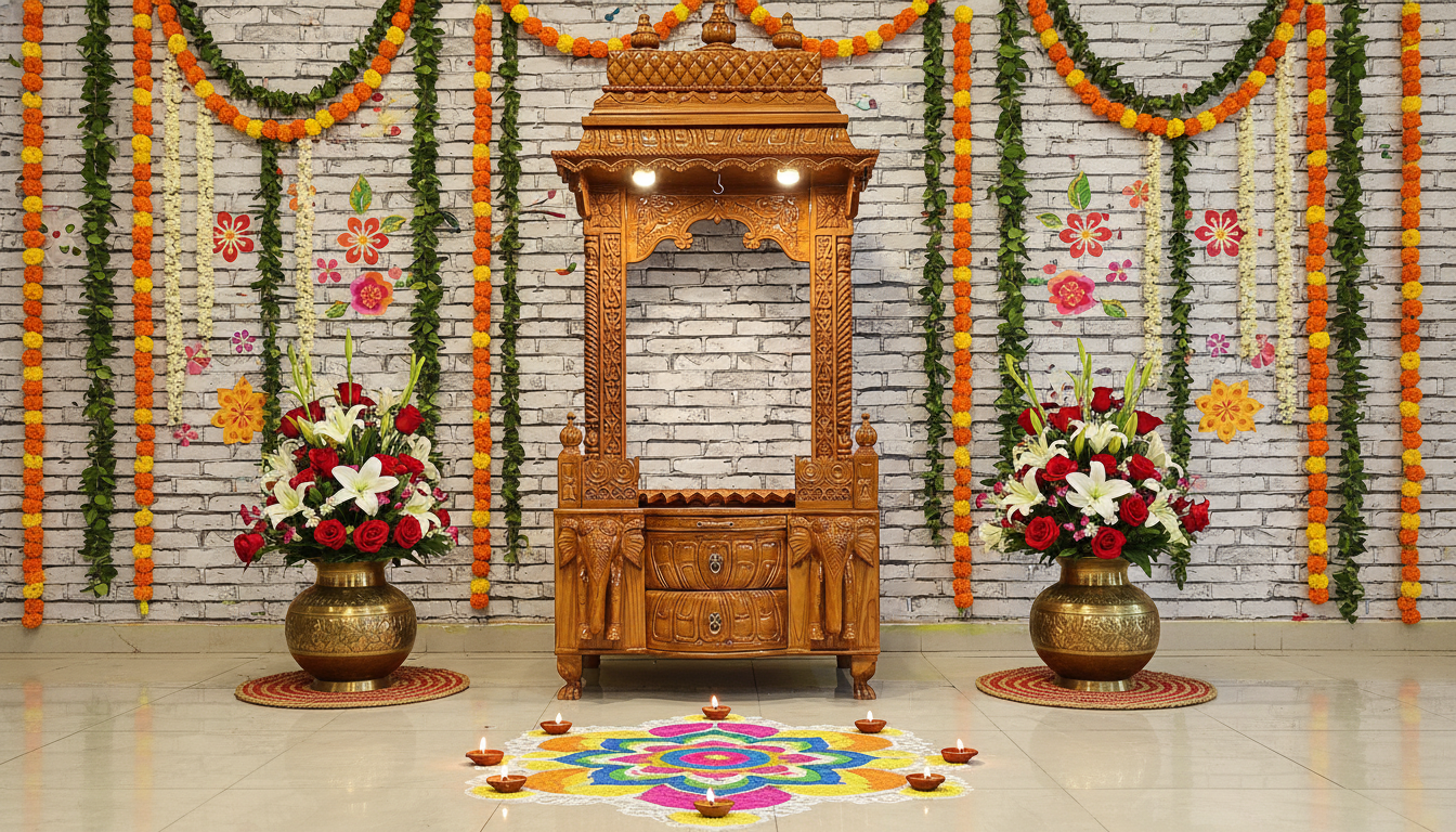 Spiritual Haven Luxury Wooden Home Mandir